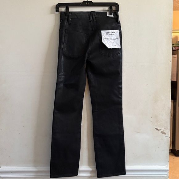 Good american icon faux leather jeans size 25 straight leg bikercore - Picture 8 of 9